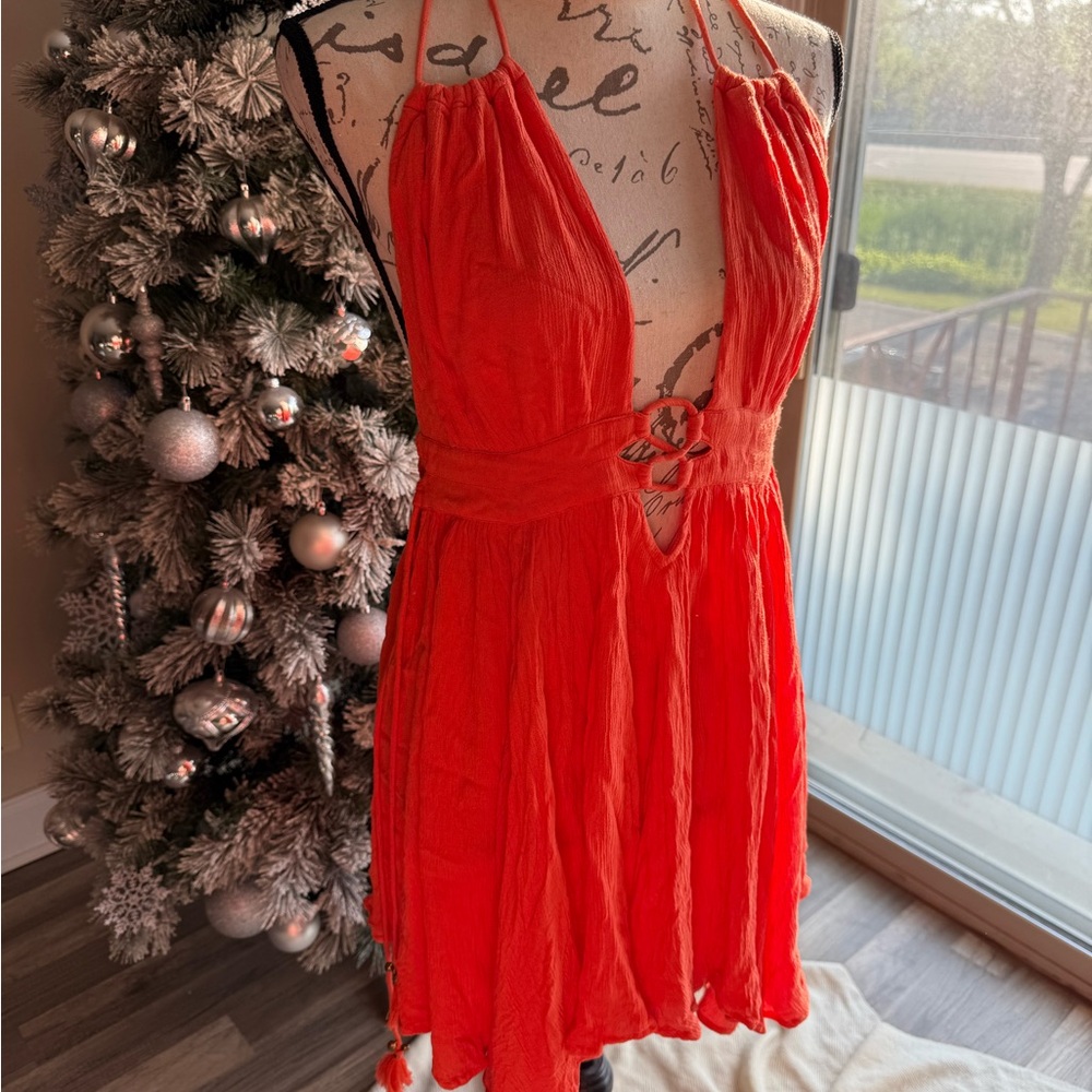 Free People Red Halter Sundress Cocktail